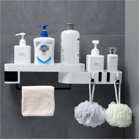 TRADE SHOP - Mensola Da Parete Bagno Scaffale Rotante Portaoggetti Cucina Doccia Organizzatore -
