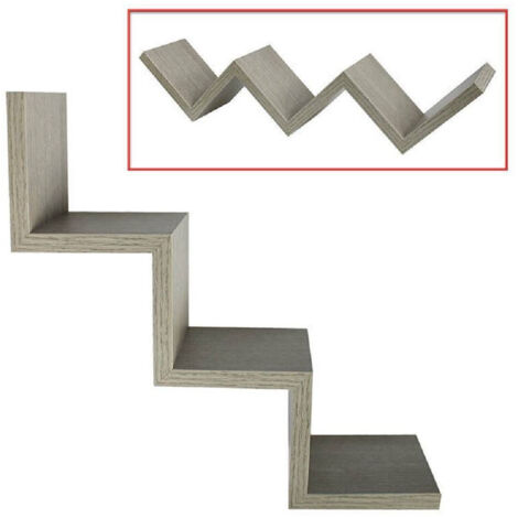 Trade Shop - Mensola Parete Zig Zag Design Moderno Legno Mdf Rovere Grigio 59x12cm -
