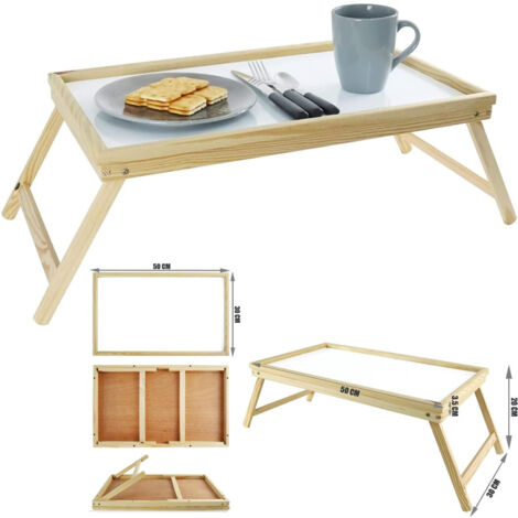 Trade Shop - Mesa De Centro De Madera Desayuno Cama Plegable Mesa Cuaderno Multiusos -