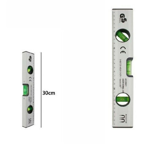 TRADE SHOP - Metro Livella Metrica A Bolla Millimetrata 3 Fiale Bolle Magnetica 30 Cm -