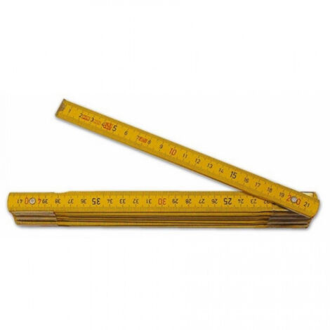 Trade Shop - Metro Stecca Da 2 Mt Metri En Legno Segnatura Cm Pieghevole Testate Rosse Nero -