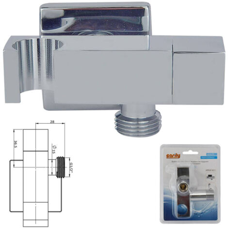 Trade Shop - Mezclador De Ducha Empotrado A Pared Con Soporte De Ducha De Mano Cuadrado Art.59506 -