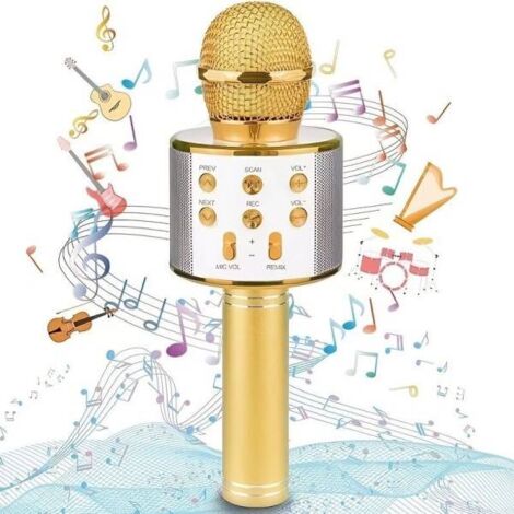 Microfono wireless karaoke con luci a led, microfono portatile per bambini,  grandi regali giocattoli (rosa)