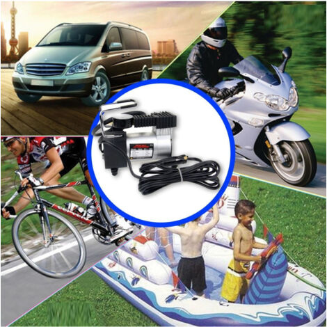 Trade Shop - Mini Compresor Portátil 12v 150psi Coche Moto Scooter Bicicleta Manómetro 10bar -