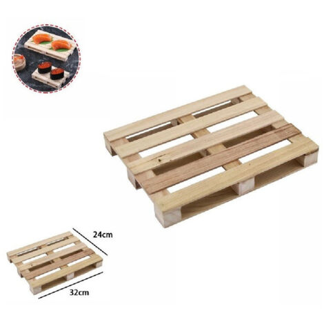 Trade Shop - MINI HOLZPALETTEN TABLETT TELLER BUFFET FINGERFOOD 32 X 24 CM 74035A -
