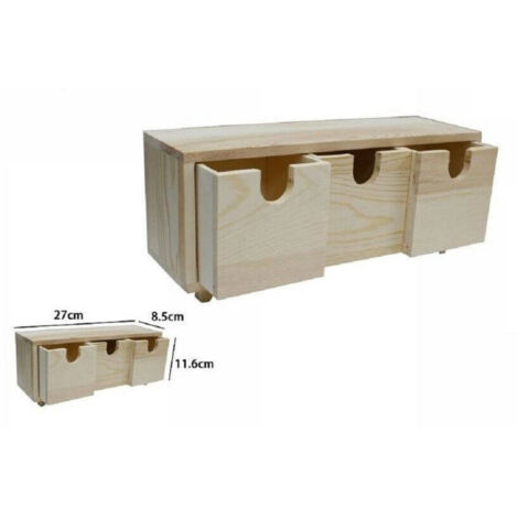 TRADE SHOP TRAESIO Trade Shop - MINI KOMMODE 3 SCHUBLADEN NATURHOLZ DECOUPAGE 53387A -