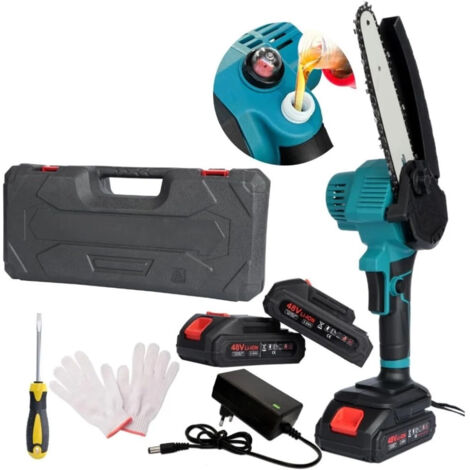 TRADE SHOP - Mini Motosega Elettrica A Batteria Ricaricabile 6" Per Potatura Giardino Giardinaggio -