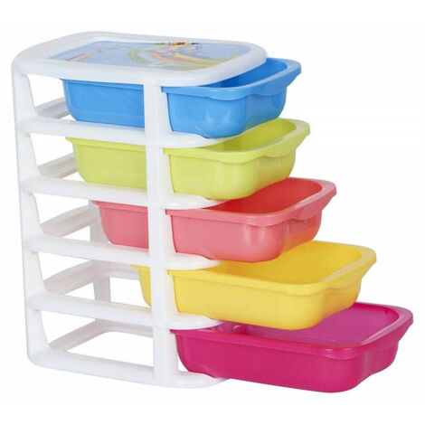 Trade Shop - Mini Scatola Di Stoccaggio Cassetto Desktop In Plastica A 5 Strati Multicolore -