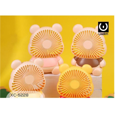 TRADE SHOP - Mini Ventilatore Portatile Viaggio Batteria Ricaricabile Usb Forma Orso Xc-5228 -