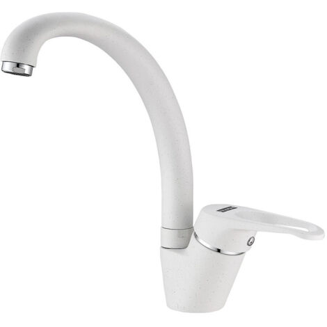 TRADE SHOP - Miscelatore Lavello Canna Bassa Fragranite Bianco 88591 Lavandino Rubinetteria -
