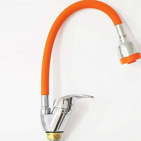 TRADE SHOP - Miscelatore Lavello Easy 52855a Arancio Cromato Acciaio Lavandino A Doccetta 360 -