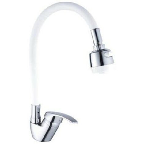 Trade Shop - Miscelatore Rubinetto Lavabo A Doccia Doccetta Per Casa Cucina Flessibile Bianco