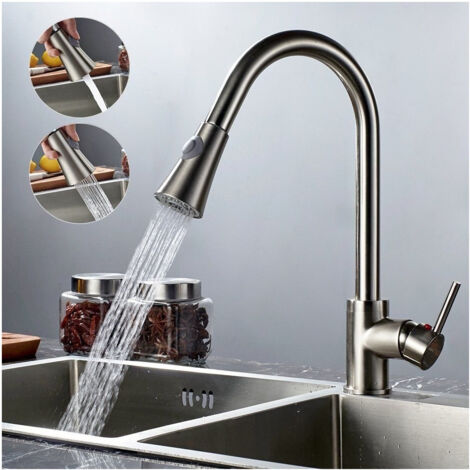 TRADE SHOP - Miscelatore Rubinetto Lavello S9011 Doccetta Monoforo Monocomando Rubinetteria -