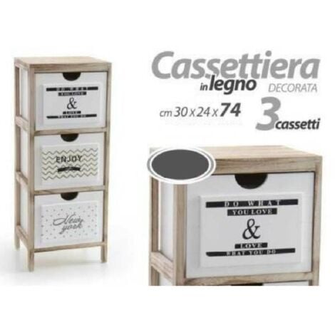 Trade Shop - Mobile Cassettiera Legno Con 3 Cassetti Arredamenti Cucina Portaoggetti Multiuso