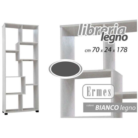 TRADE SHOP - Mobile Moderno Libreria Scaffale 8 Scomparti In Legno Bianca 70x24x178cm 715648 -