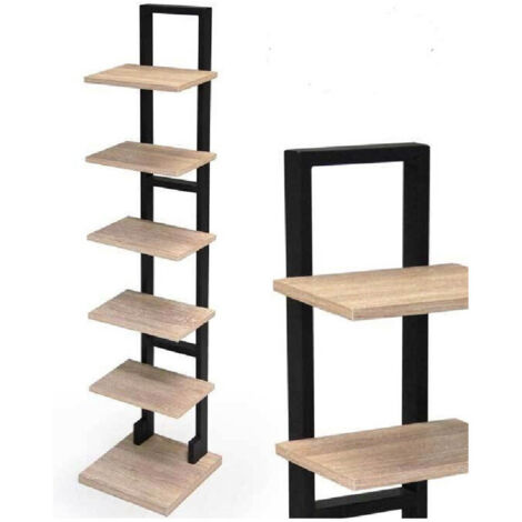 TRADE SHOP - Mobile Scaffale Moderno In Metallo 5 Ripiani Mensole In Legno 30x30x131cm 783180 -