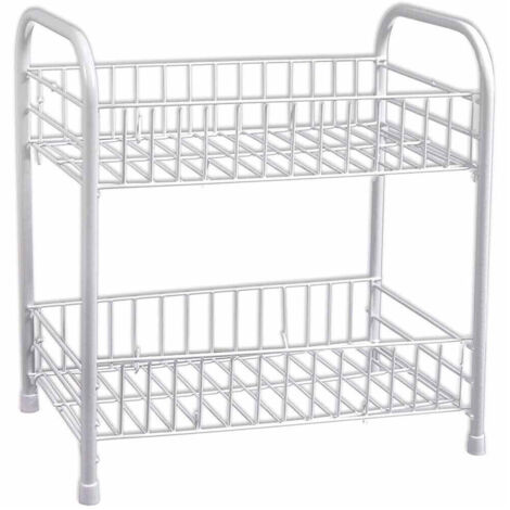 TRADE SHOP - Mobiletto In Metallo Porta Oggetti 2 Ripiani Bianco Scaffale Bagno 32x36cm 52530 -