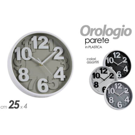 Trade Shop - MODERNE RUNDE WANDUHR 25X4CM FARBLICH SORTIERT KUNSTSTOFF 805530 -