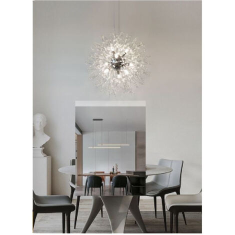 Trade Shop - MODERNER KRONLEUCHTER DECKENLEUCHTE FEUERWERK PENDELLEUCHTE G9 LP-32 -      Silber