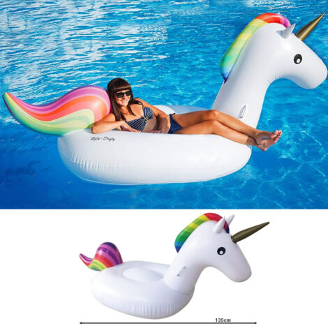 Trade Shop - MODISCHES LUXUS-RIESIGES REITBARES EINHORN 135 X 90 CM REGENBOGENPFERD -