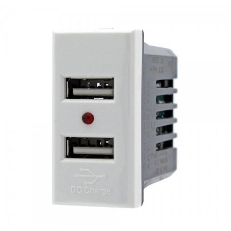 Trade Shop - MODUELLE PRESA CARICATORE 2 PORTE USB 2.1A BIANCO COMPATIBILE BTICINO AXOLUTE -