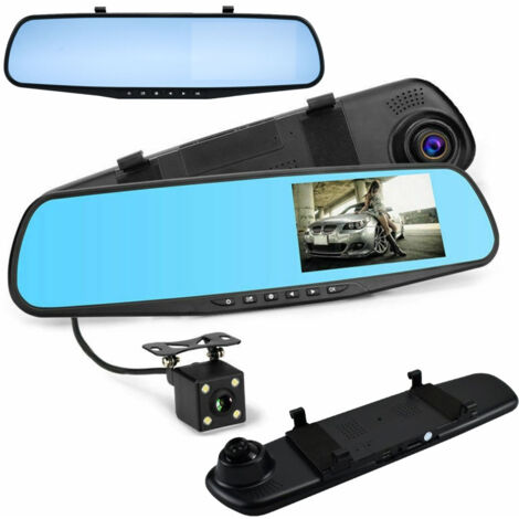 TRADE SHOP - Monitor Per Specchietti Auto 4,5" Q-ca599 Con Videocamera Anteriore Posteriore Hd -