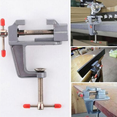 TRADE SHOP - Morsetto Mini Morsa Supporto Regolabile Girevole Metallo Lampada Tavolo Perno -