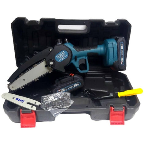 Trade Shop - Motosierra 24v 2 Cuchillas 4-6" Deposito Aceite Motosierra Electrica 2 Baterias Electrica -