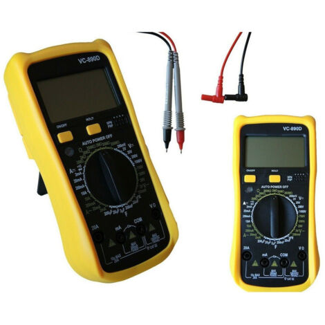 TRADE SHOP - Multimetro Digitale Tester Professionale Volt Ampere Ohm Farad Puntali Vc890d -