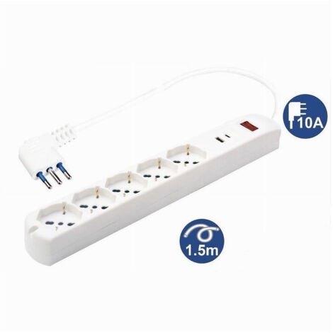 Trade Shop - Multipres 7 In 1 Usb A + C + 5 Paymentos / Schuko / Eu Cavo 1.5mt 80082 -