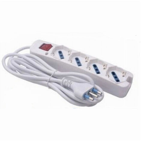 TRADE SHOP - Multipresa 4 Uscite Universali Con Interruttore Luminoso Spina 16a Cavo 3mt 80190n -