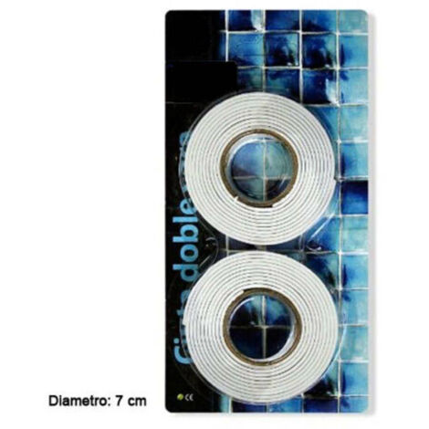 TRADE SHOP - Nastro Biadesivo Nastri Diametro 7 Cm Confezione Da 2 Pezzi Bianco -