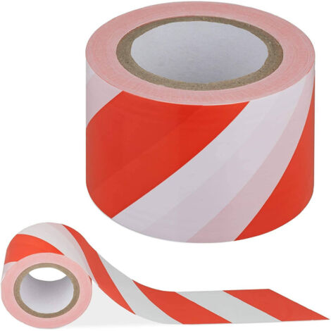 TRADE SHOP - Nastro Segnaletico Antistrappo Sicurezza Cantiere Pericolo Bianco Rosso 50mmx18m -