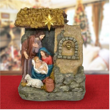 Trade Shop - NATIVITÄT IN SCENARIEN MIT FONTANA UND LUCE CALDA 37CM NATALIZIE DEZORATIONEN -
