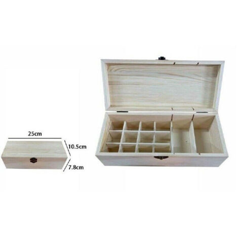Trade Shop - Naturholzbehälter Box 14 Fächer Decoupage 25 x 10,5 x 7,8 cm -
