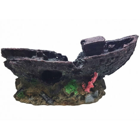 Trade Shop - Nave Barca 22.5x9.5x10cm Sottomarino Ornamento Per Acquario Decorazioni Pietra -