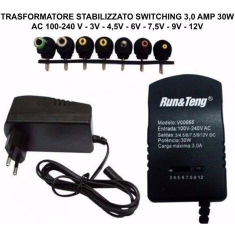 Trade Shop - NETZTEIL 3A 30W STABILISIERTER TRANSFORMATOR SCHALTUNG EINSTELLBAR UNIVERSAL -