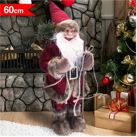 Trade Shop - Nordischer Weihnachtsmann, 60 cm, Kunststoff, Kleidung, Stoff, Weihnachtsdekoration -