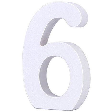 Trade Shop - Numero 6 In Legno Bianco Decorazione Confettata Matrimonio Compleanno Promessa -