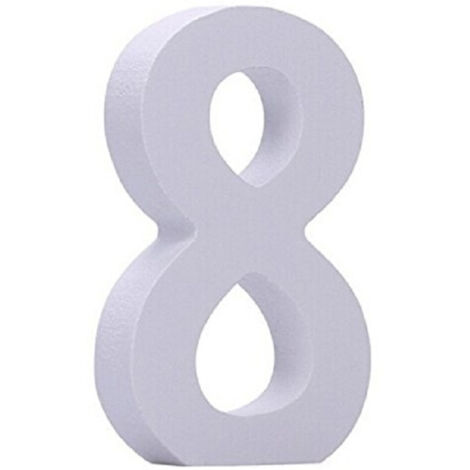 TRADE SHOP - Numero 8 In Legno Bianco 11cm Decorazione Confettata Compleanno Arredo Casa Tavolo -