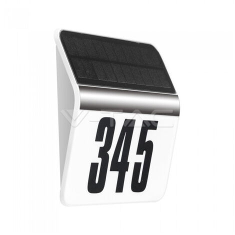 TRADE SHOP - Numero Civico Illuminato Led Ricarica Energia Solare Acciaio Inox Esterno Casa -