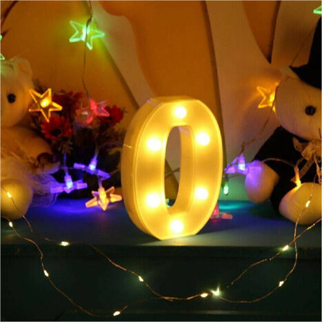 Trade Shop - Nummer 0 weiße LED-Lichtdekoration für Events, Partys, warmes Licht 3000 K, 16 x 3 cm -