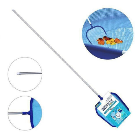 Trade Shop - Oberflächenkescher mit Aluminiumstab zum Reinigen von Poolblättern 155 cm 42056 -