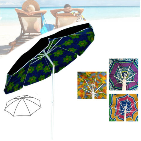 TRADE SHOP - Ombrellone Da Spiaggia Diametro 200 Cm Antivento Con Snodo + Sacca Con Tracolla -