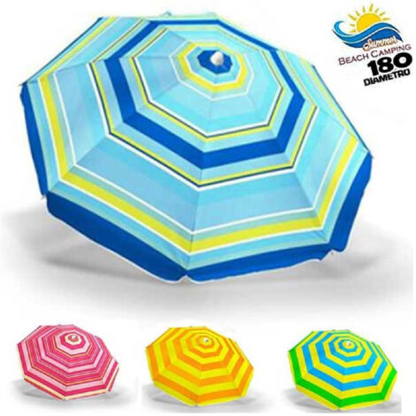 TRADE SHOP - Ombrellone Mare Spiaggia Diametro 180 Cm Con Snodo Tessuto In Polyest Palo 32mm -