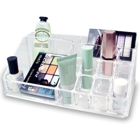 Trade Shop - Organizador Cosmético Maquillaje Accesorios Pantalla 16 Partes 17 X 9cm Acrílico -