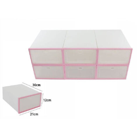Trade Shop - Organizador Cubos Zapato Rack 6 Compartimentos 6 Pares Caja Zapatilla Rack 70519 -