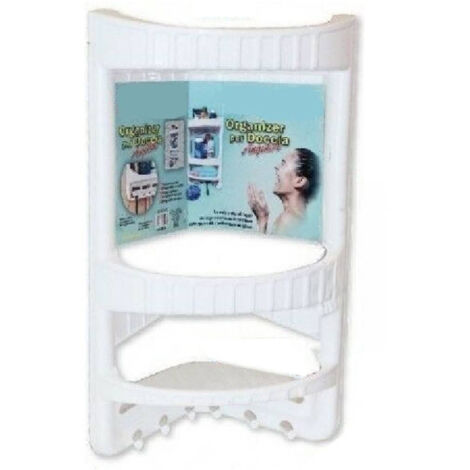 Trade Shop - Organizador De Plástico 3 Estantes Estante Esquinero Con Ducha Accesorios De Baño -