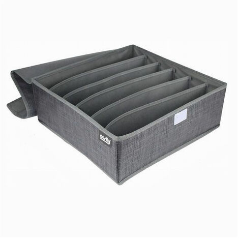 Trade Shop - Organizador Organizador Almacenamiento De 6 Plazas Contenedor De Lino 32x32x12 Cm 69716 -