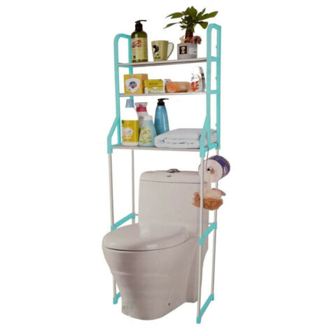 Trade Shop - ORGANIZER 3 ABLAGEN ÜBER WC BAD WÄSCHE PLATZSPAREND BLAU -